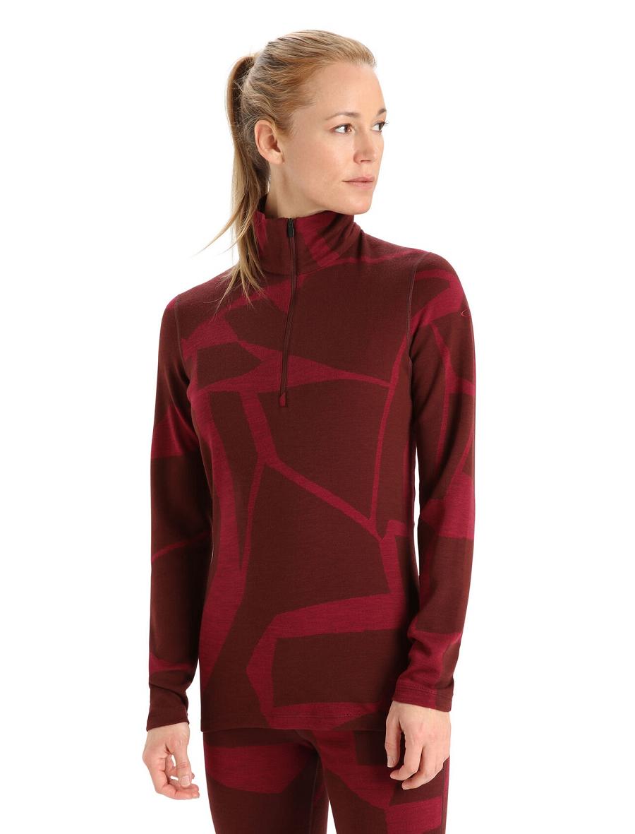 Icebreaker Merino 250 Vertex Long Sleeve Half Zip Thermal Top Fractured Landscapes Naisten Yksiosainen ja sarjat Pinkki | FI 1787HAPK